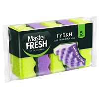 губка для посуды MASTER FRESH (МАСТЕР ФРЕШ)  5шт XL-размер АКТИВ ВОЛНА 1/36 6512/8185/8512 Мин.заказ=3