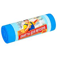 пакеты для мусора  30л 20шт Тут грязи нет повыш.прочн.рулон голубые AVIKOMP (АВИКОМП) 1/45 88041 Мин.заказ=5