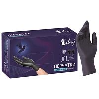 перчатки нитриловые (XL) 50пар 1/50 LIBRY KN005BL черные  Мин.заказ=50