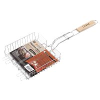 решетка-гриль 1-2.SALE 22*22*5см глубокая хром.сталь/дер. E1M