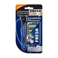 станок бритвенный FRESH FOR MEN+4 кассеты Champion,тройное лезвие 1/12