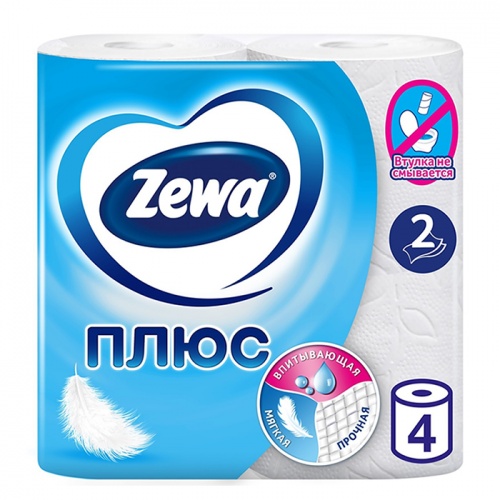 бумага туалетная ZEWA (ЗЕВА) 2сл 4шт 1/24 Мин.заказ=2