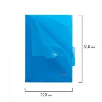 папка-уголок BRAUBERG (БРАУБЕРГ) синяя 0,15мм 3 кармана 224885