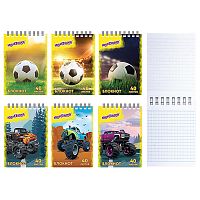 блокнот А7 гребень 40листов ЮНЛАНДИЯ Монстр-трак/футбол 1/120 129859 Мин.заказ=10