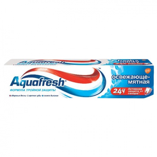 зубная паста AQUAFRESH (АКВАФРЕШ)  50мл Освежающе-Мятная 1/12 (синяя) Мин.заказ=2