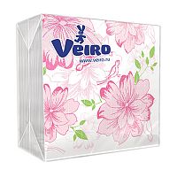 салфетки бумажные  50шт VEIRO (ВЕЙРО) Цветочки,однослойные 1/90 24Р1/50 Мин.заказ=5