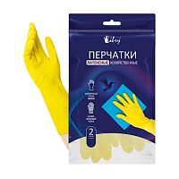 перчатки хозяйственные (M) LIBRY 1/12 желтые KHL002E Мин.заказ=12