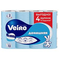 бумага туалетная VEIRO (ВЕЙРО) Домашняя 2сл 12шт белая 1/6 1С212ПРОМО