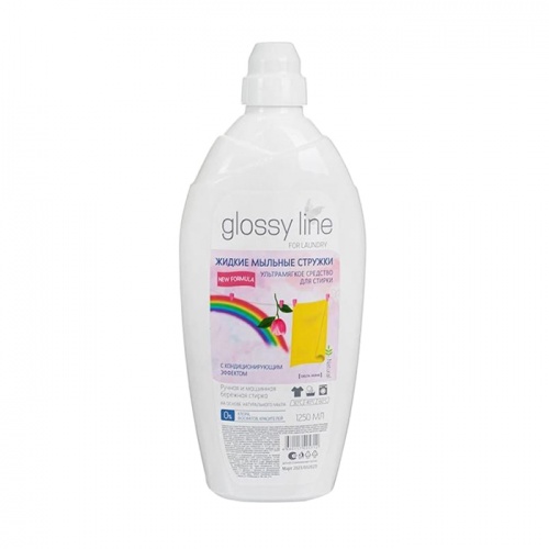 средство для стирки GLOSSY LINE 1,25л жидкие мыльные стружки с кондиц.эффектом 1/6