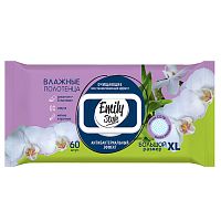 полотенца влажные EMILY STYLE (ЭМИЛИ СТАЙЛ) 60шт д/всей семьи с клапаном XL размер 1/12  8180 Мин.заказ=2
