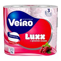 бумага туалетная VEIRO (ВЕЙРО) LUXX 3сл 4шт Малина 1/12 5C34М Мин.заказ=3