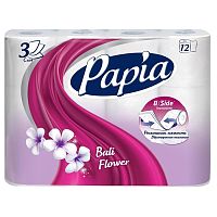 бумага туалетная PAPIA (ПАПИА) 3сл 12шт  Белая Bali Flower 1/7