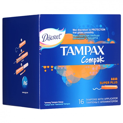 тампоны TAMPAX (ТАМПАКС) 16шт Компак Супер Плюс 4капли 