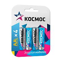 батарейки КОСМОС LR06   4шт алкалиновые блистер Мин.заказ=2