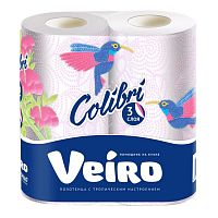 полотенца бумажные VEIRO (ВЕЙРО) 3сл 2шт Colibri 1/10 8П32 Мин.заказ=2