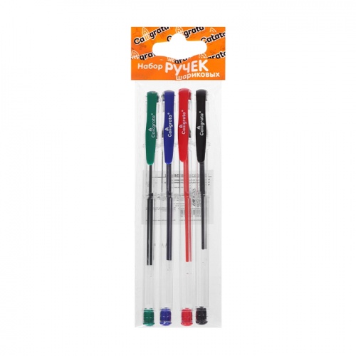 ручки цветные гелевые  4шт CALLIGRATA (синий,красный,черный,зеленый)  5477653