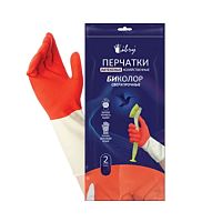 перчатки хозяйственные сверхпрочные БИКОЛОР (L) бело-красные LIBRY 1/12/144 KHBIC3WR Мин.заказ=12