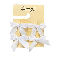 заколка для волос AMELI ЗАЖИМ 4шт Бант мини, белый WAT25812-178 1/12 АКЦИЯ! Мин.заказ=2