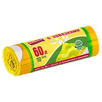 пакеты для мусора  60л 10шт Престиж ПОЛОСАТИКИ рулон с завязками желт/салатовый AVIKOMP (АВИКОМП) 1/20 40226 Мин.заказ=2