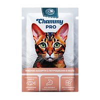 корм CHAMMY (ЧАММИ) PRO  85г мясное ассорти с потрошками в желе для кошек 1/30 Мин.заказ=30