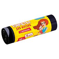 пакеты для мусора  35л 15шт Эконом с завязками AVIKOMP (АВИКОМП) 1/30  3381  АКЦИЯ! Мин.заказ=2