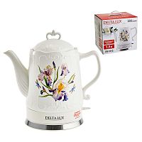 Чайник DELTA LUX ИРИСЫ корпус из фарфора 1,5л, 1500 Вт DE-1012 1/6