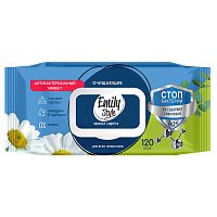 салфетки влажные 120шт EMILY STYLE (ЭМИЛИ СТАЙЛ) Антибактериальные с клапаном 1/14 8175 Мин.заказ=2