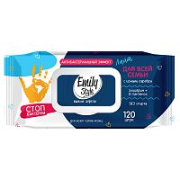 салфетки влажные 120шт EMILY STYLE (ЭМИЛИ СТАЙЛ) ЛАЙТ Антибактериальные д/всей семьи с клапаном 1/16  8178 Мин.заказ=2