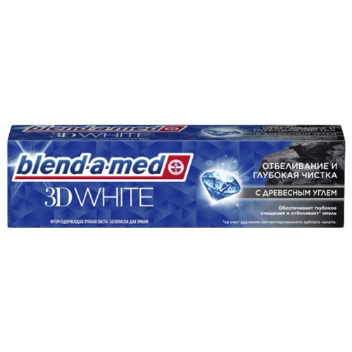 зубная паста BLEND-A-MED (БЛЕНД-А-МЕД) 100мл 3D White Отбеливание с древесным углем 1/12 