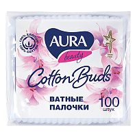 ватные палочки АURA (АУРА) 100шт пакет 1/120  58821 Мин.заказ=4