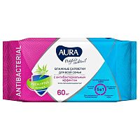 салфетки влажные  60шт AURA (АУРА) с антибактериальным эф. Тропический коктейль 1/24 33534