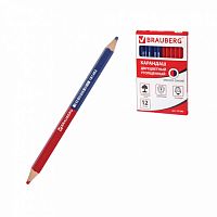 карандаш двухцветный BRAUBERG (БРАУБЕРГ) красно-синий 1/12 181262 Мин.заказ=12