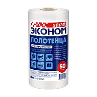 полотенца ЭКОНОМ SMART (ЭКОНОМ СМАРТ) 50шт 20*23см Универсальные в рулоне спанлейс 72845 Мин.заказ=2