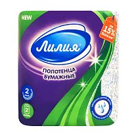 полотенца бумажные ЛИЛИЯ 2сл 2шт белые (1рул-12м) 1/12 Мин.заказ=2