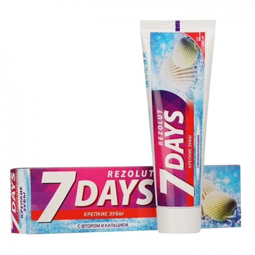 зубная паста 7 DAYS (СЕВЕН ДЭЙС) 100мл Rezolut крепкие зубы,свежее дыхание 1/24 3078986  Мин.заказ=2