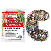 резинки банковские BRAUBERG (БРАУБЕРГ) 100г d60мм 1/10 440036 Мин.заказ=3