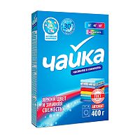 стиральный порошок ЧАЙКА авт.  400г Яркий цвет и зимняя свежесть 1/18 Мин.заказ=3