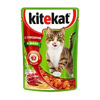 корм KITEKAT (КИТИКЕТ)   85г желе говядина 1/28  Мин.заказ=28