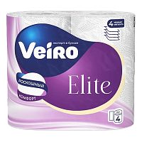 бумага туалетная VEIRO (ВЕЙРО) Elite Extra 4сл 4шт 9С44 Мин.заказ=2