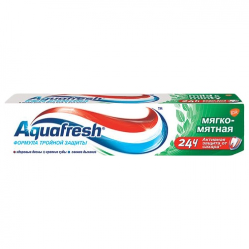 зубная паста AQUAFRESH (АКВАФРЕШ)  50мл Мягко-Мятная 1/12 (зеленая) Мин.заказ=2