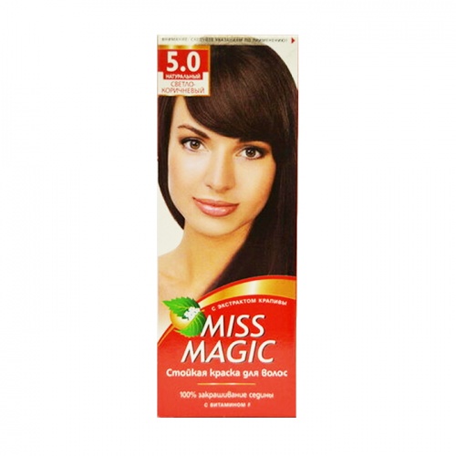 краска для волос MISS MAGIC (МИСС МЭДЖИК) 5.0 натур.светло-коричневый 1/20 Мин.заказ=2