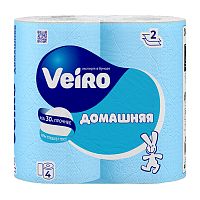 бумага туалетная VEIRO (ВЕЙРО) Домашняя 2сл  4шт белая  1/12 1С24 Мин.заказ=3