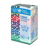 губка для посуды МИСТЕР БУЛЬК XХL  5шт 105*75*33мм 1/30  МБ109/ГХ045  Мин.заказ=3