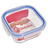 форма для запекания 15,2*15,2*6,2см ЗАБАВА из жаропроч. стекла с крышкой 0,8л 1/24 РК-0105/2
