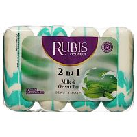 мыло туалетное  RUBIS 4*90г Milk&Green Tea 1/24 3135570